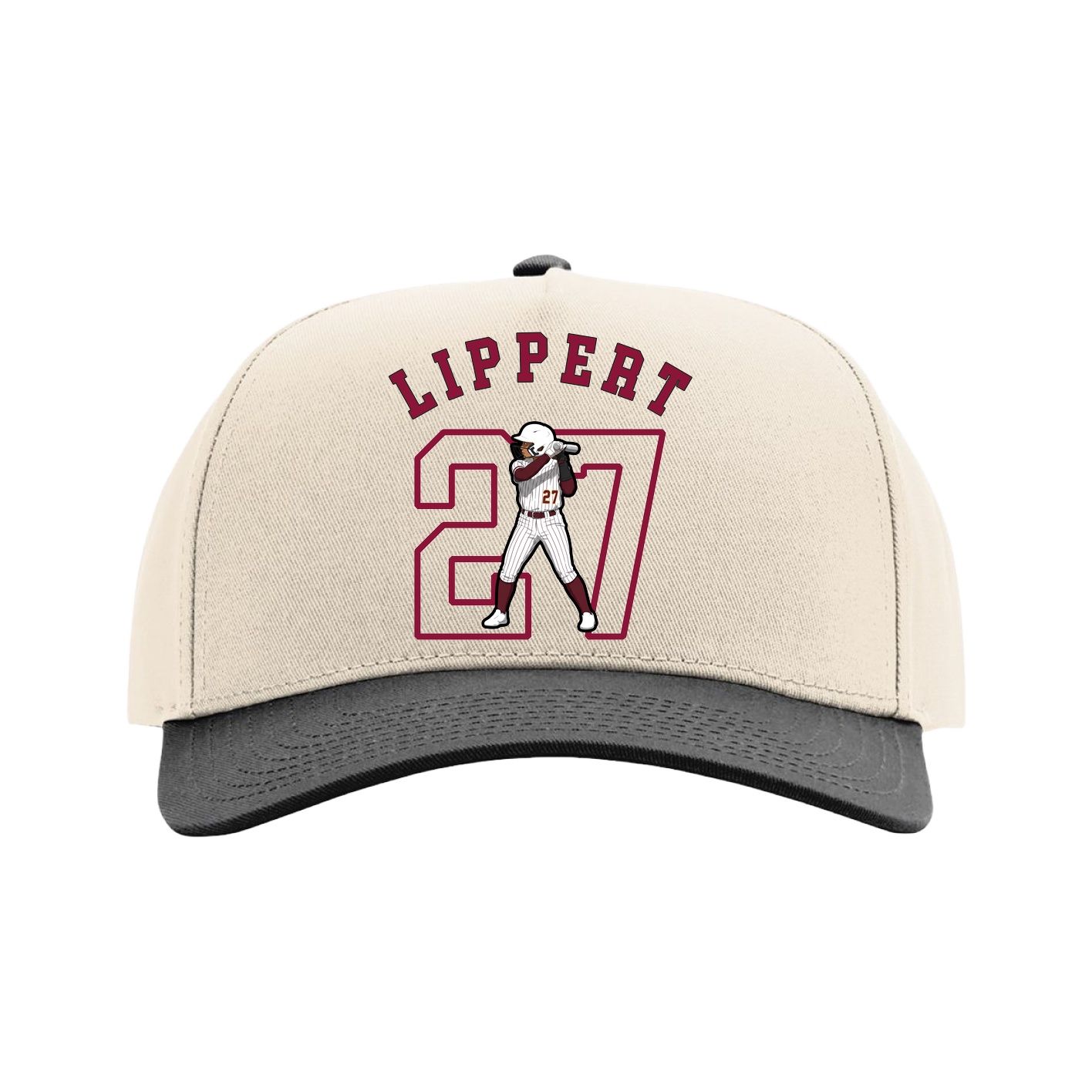 Full Fabric Five-Panel Champ Cap — Shirsey Arch in Cream/Black