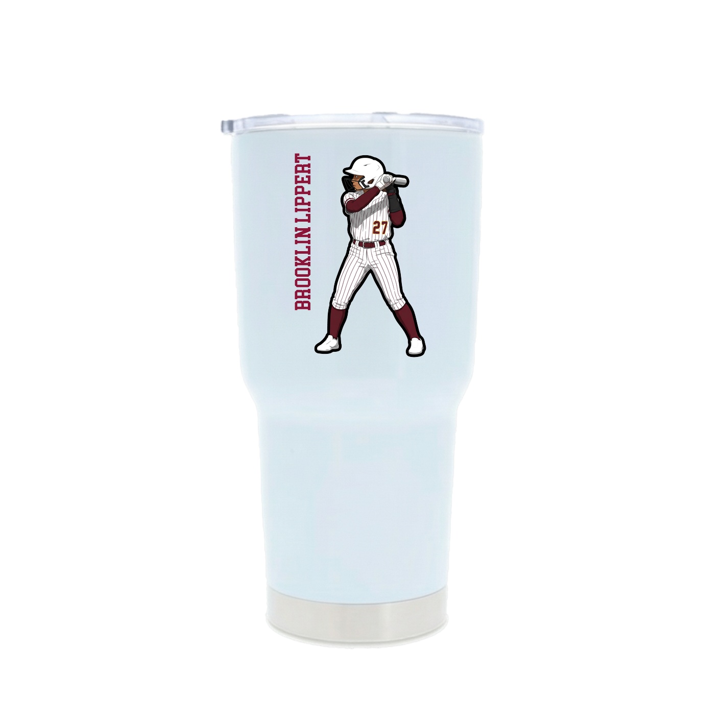 30oz Stainless Steel Tumbler — Name Vertical in White