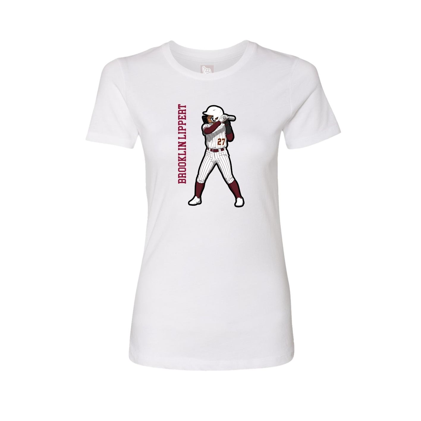 Womens Tee — Name Vertical in White