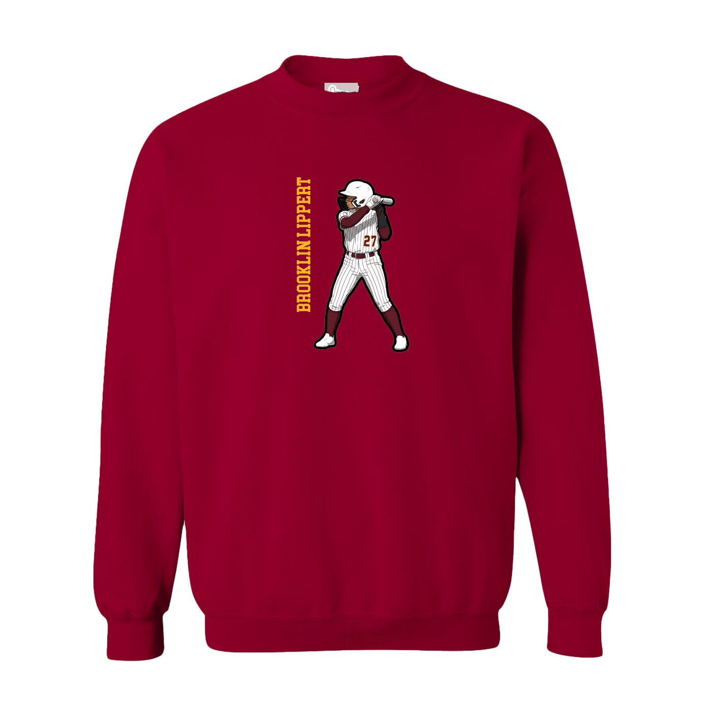 Fleece Crew — Name Vertical in Cardinal