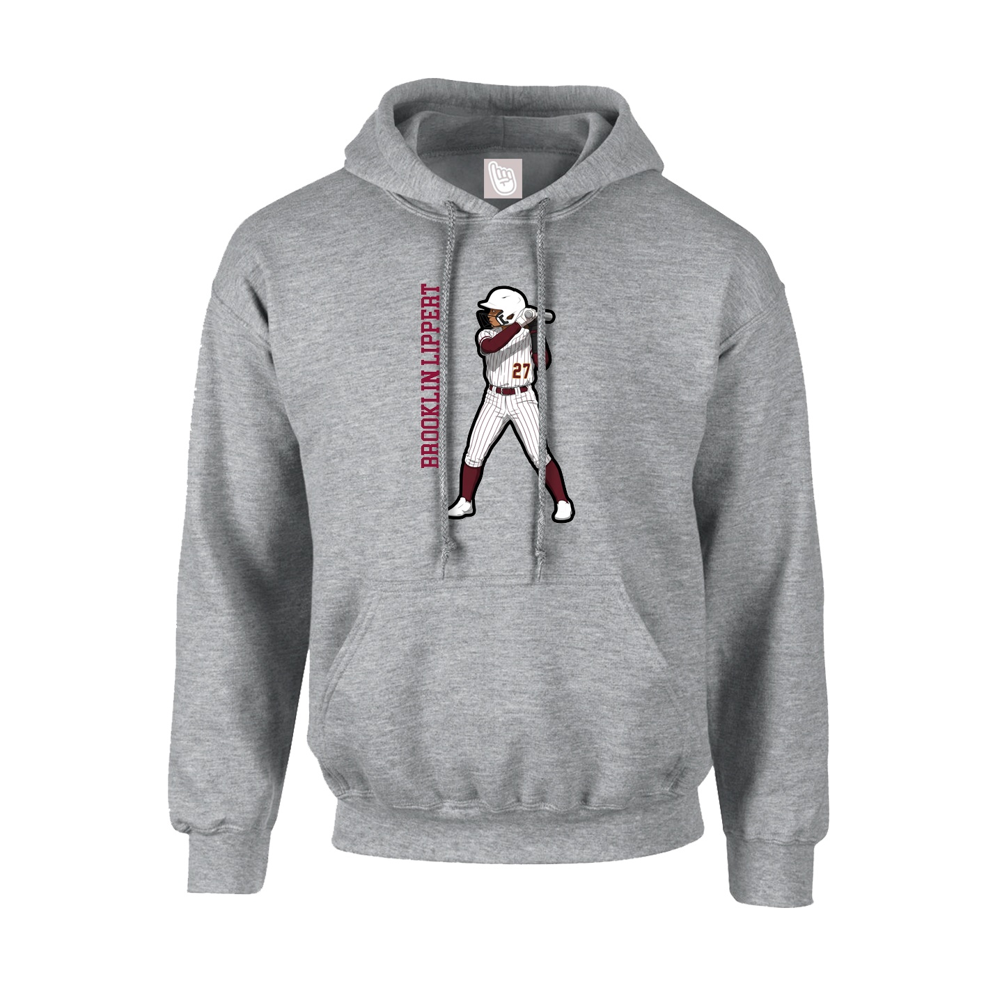 Youth Hoodie — Name Vertical in Grey