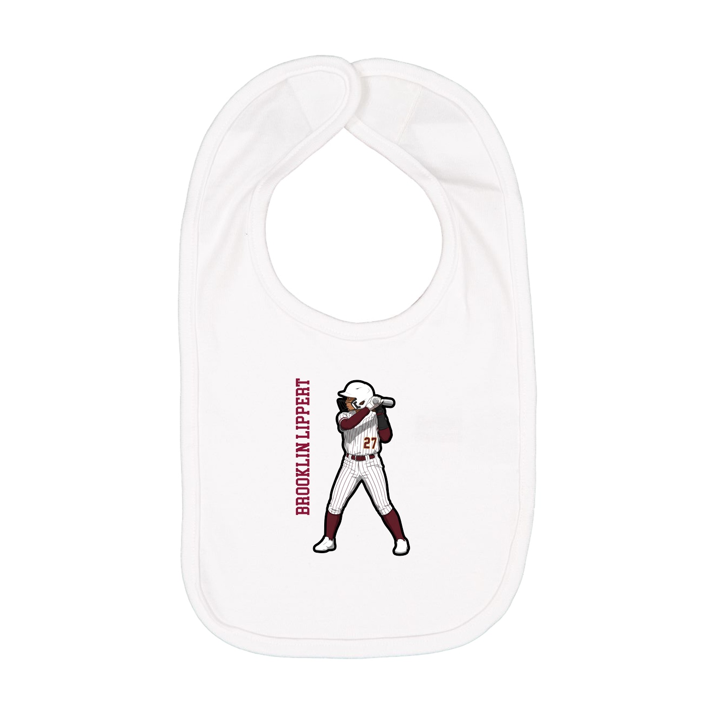 Infant Bib — Name Vertical in White