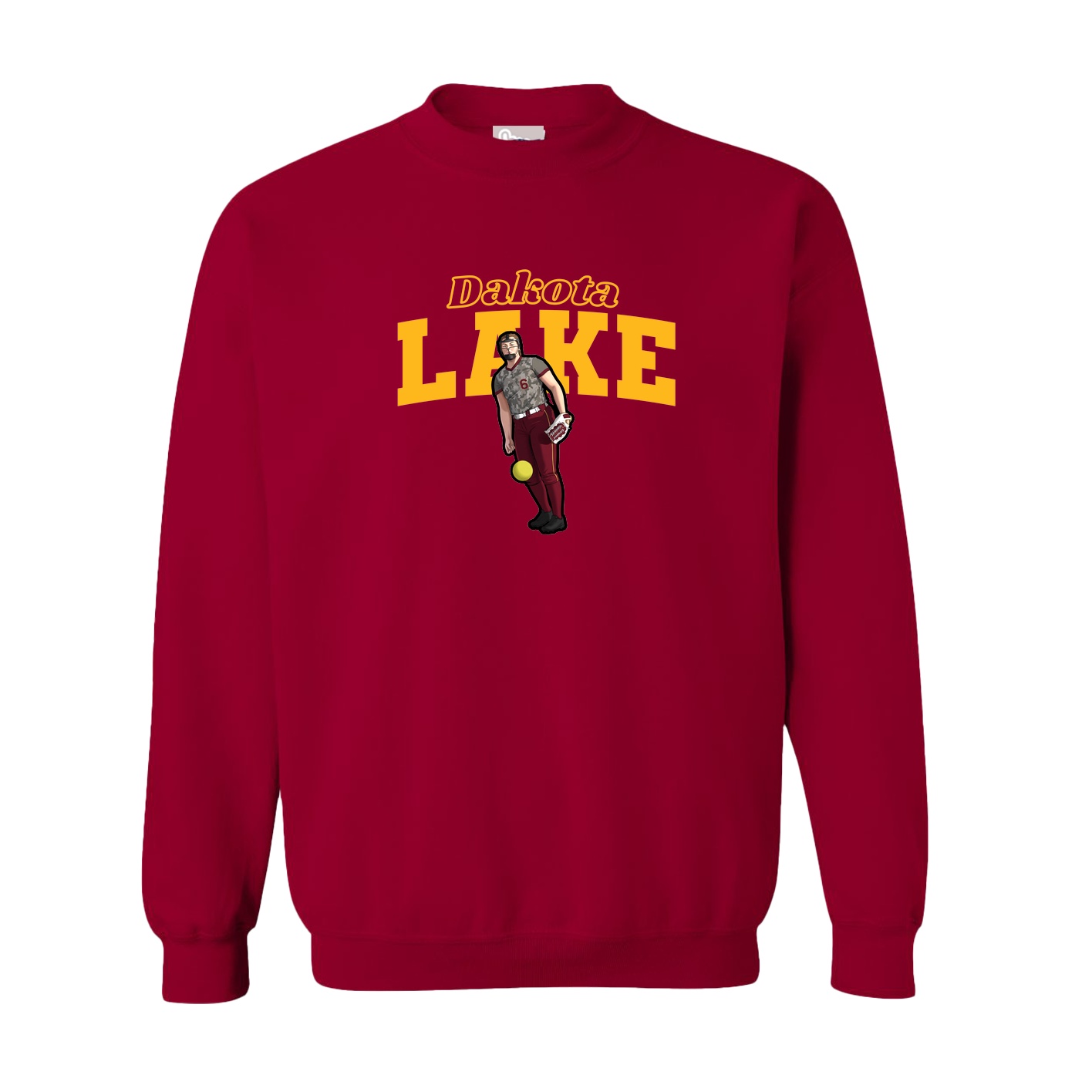 Fleece Crew — Name Arch in Cardinal