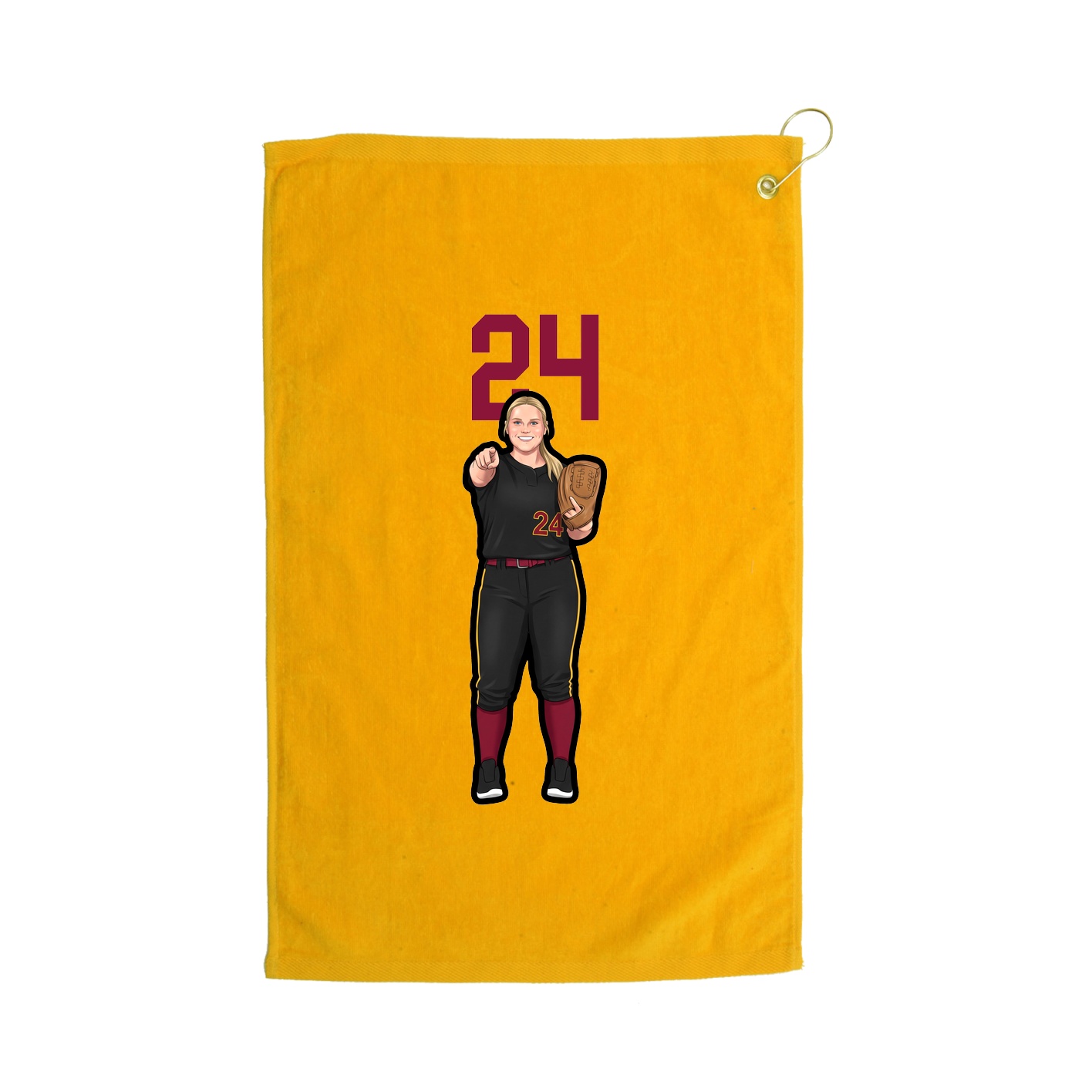 Golf Towel — Number Top in Gold
