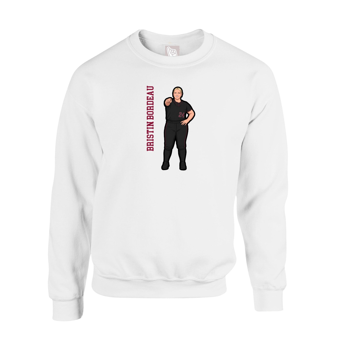Fleece Crew — Name Vertical in White