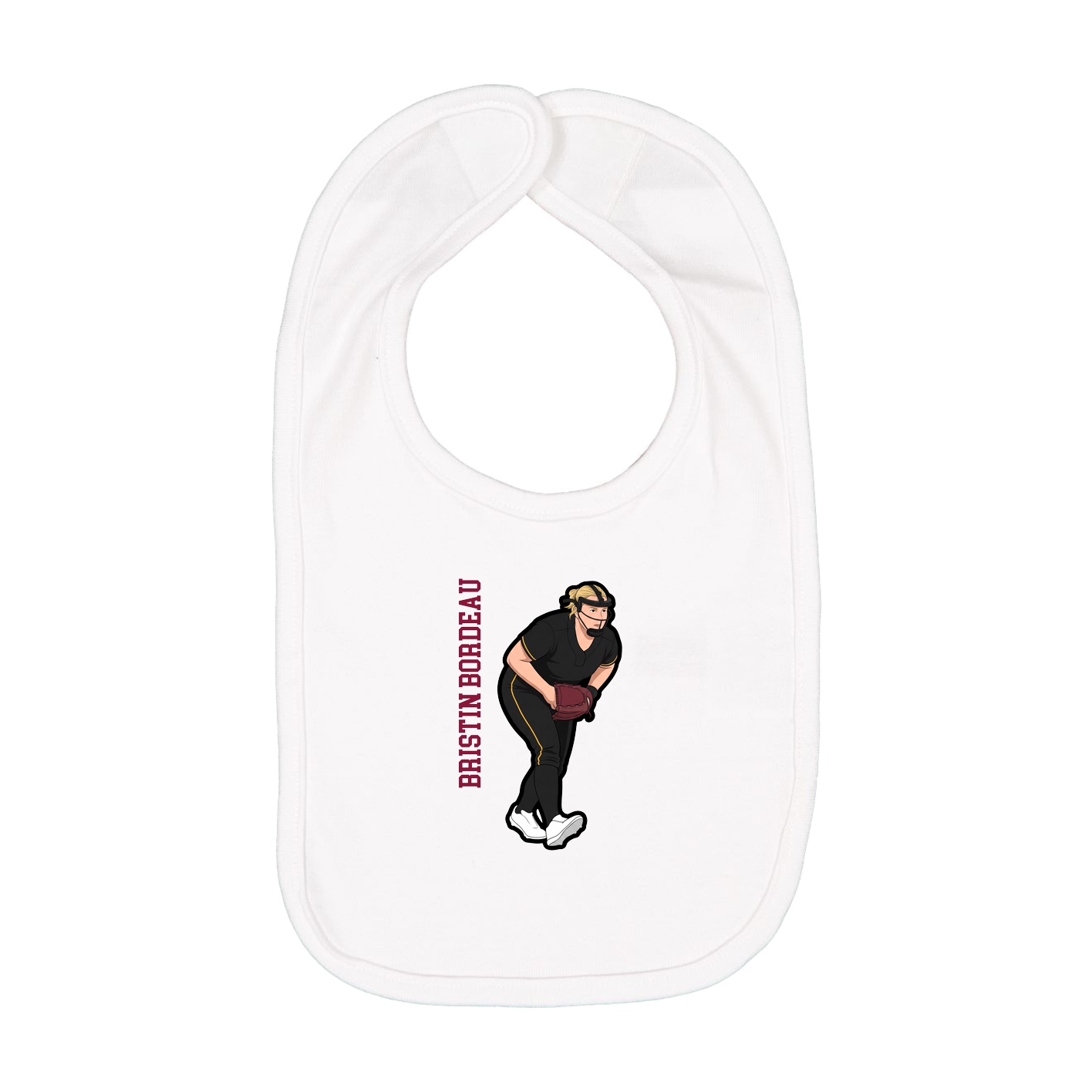 Infant Bib — Name Vertical in White