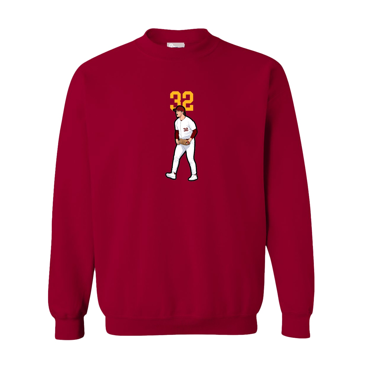 Fleece Crew — Number Top in Cardinal