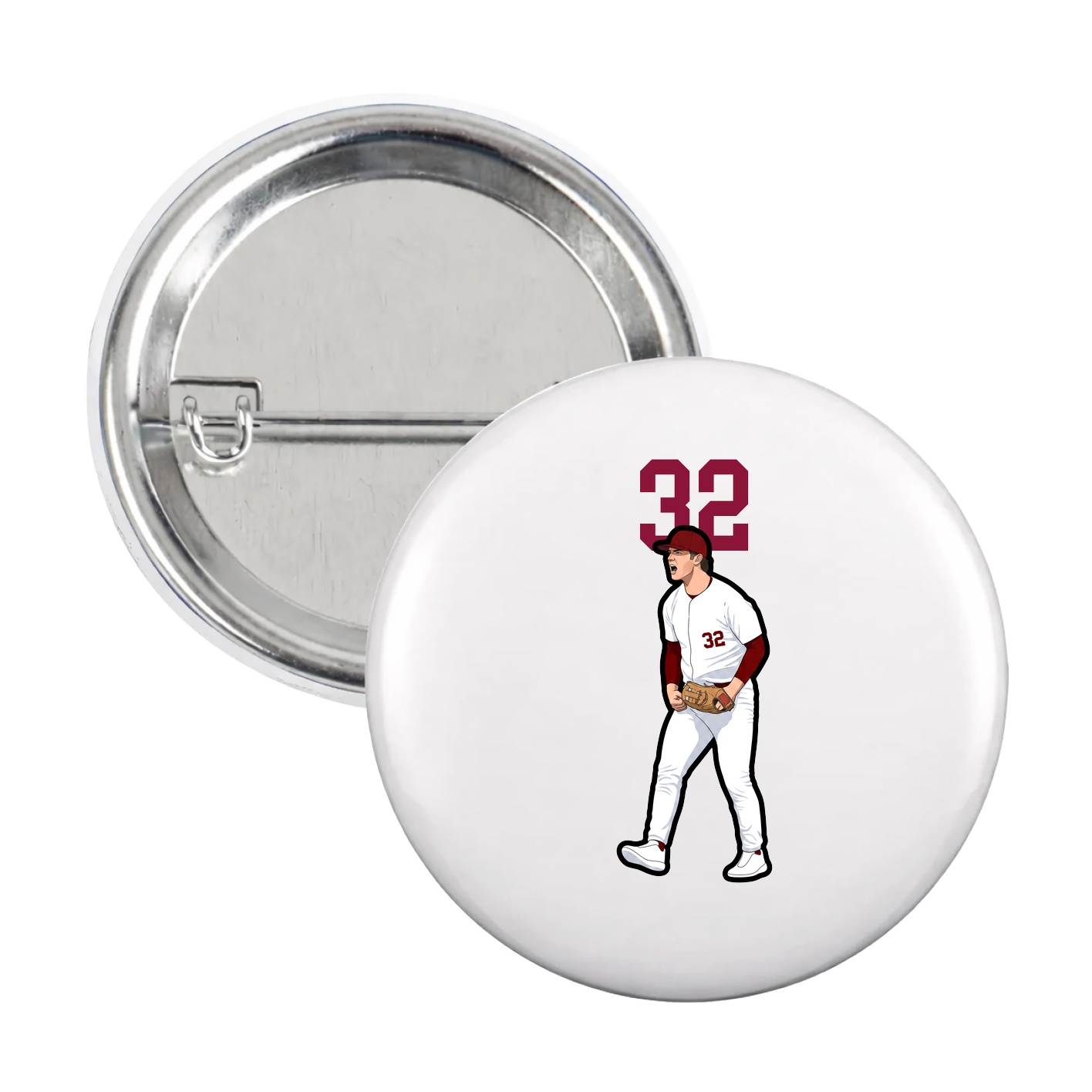 Game Day Button — Number Top in White