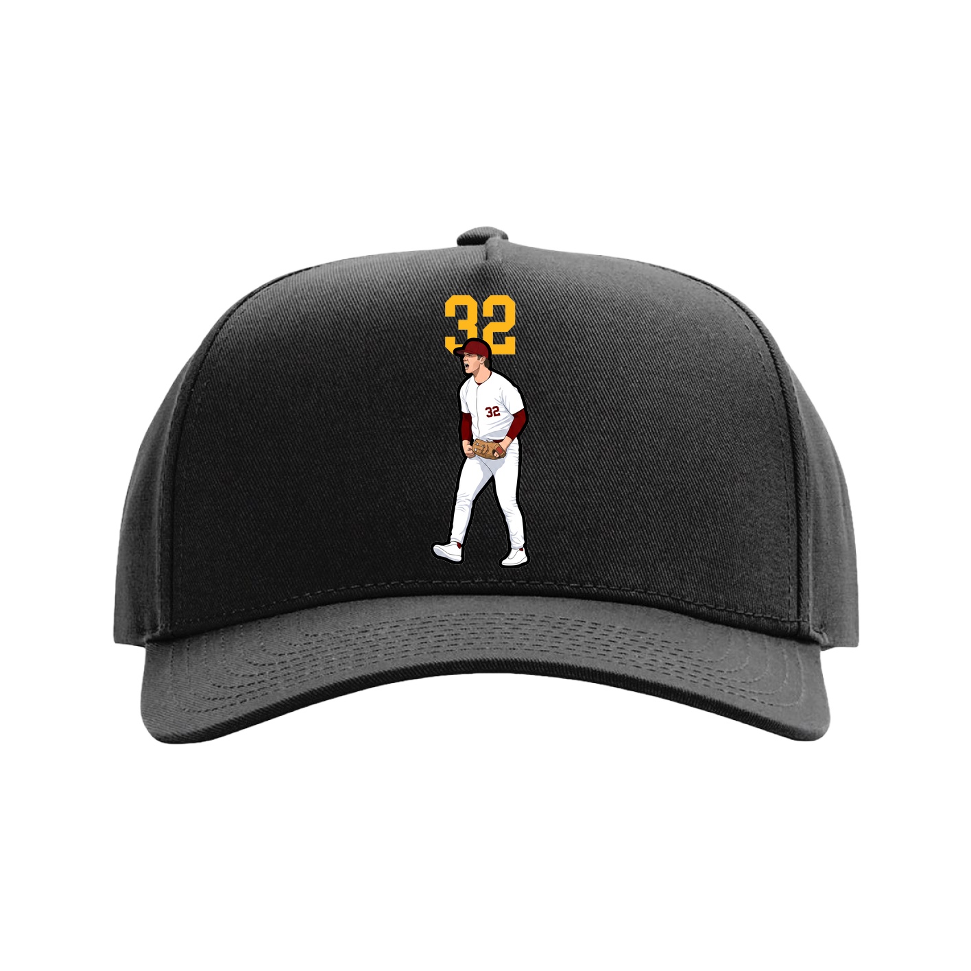 Full Fabric Five-Panel Champ Cap — Number Top in Black