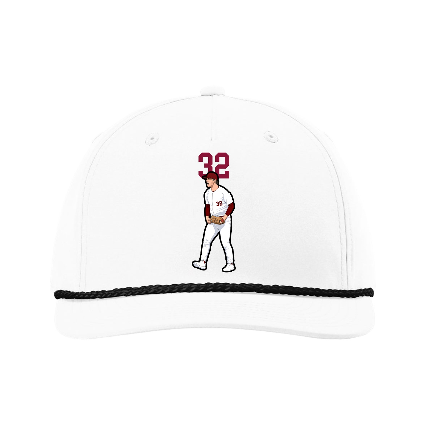 Five-Panel Classic Rope Cap — Number Top in White