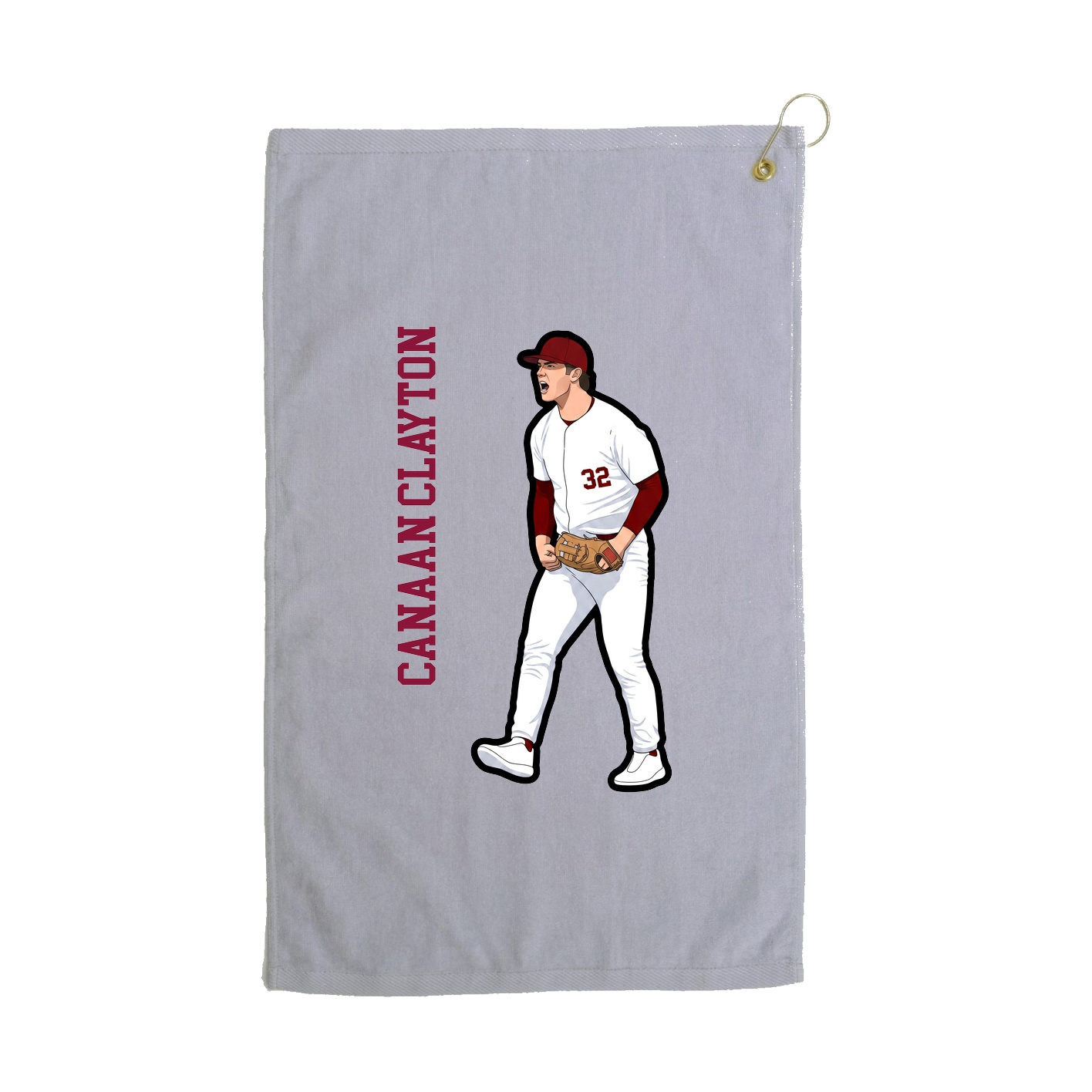 Golf Towel — Name Vertical in Grey