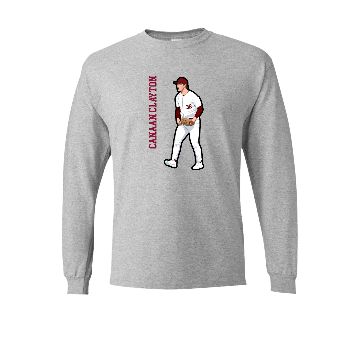Long Sleeve Tee — Name Vertical in Grey