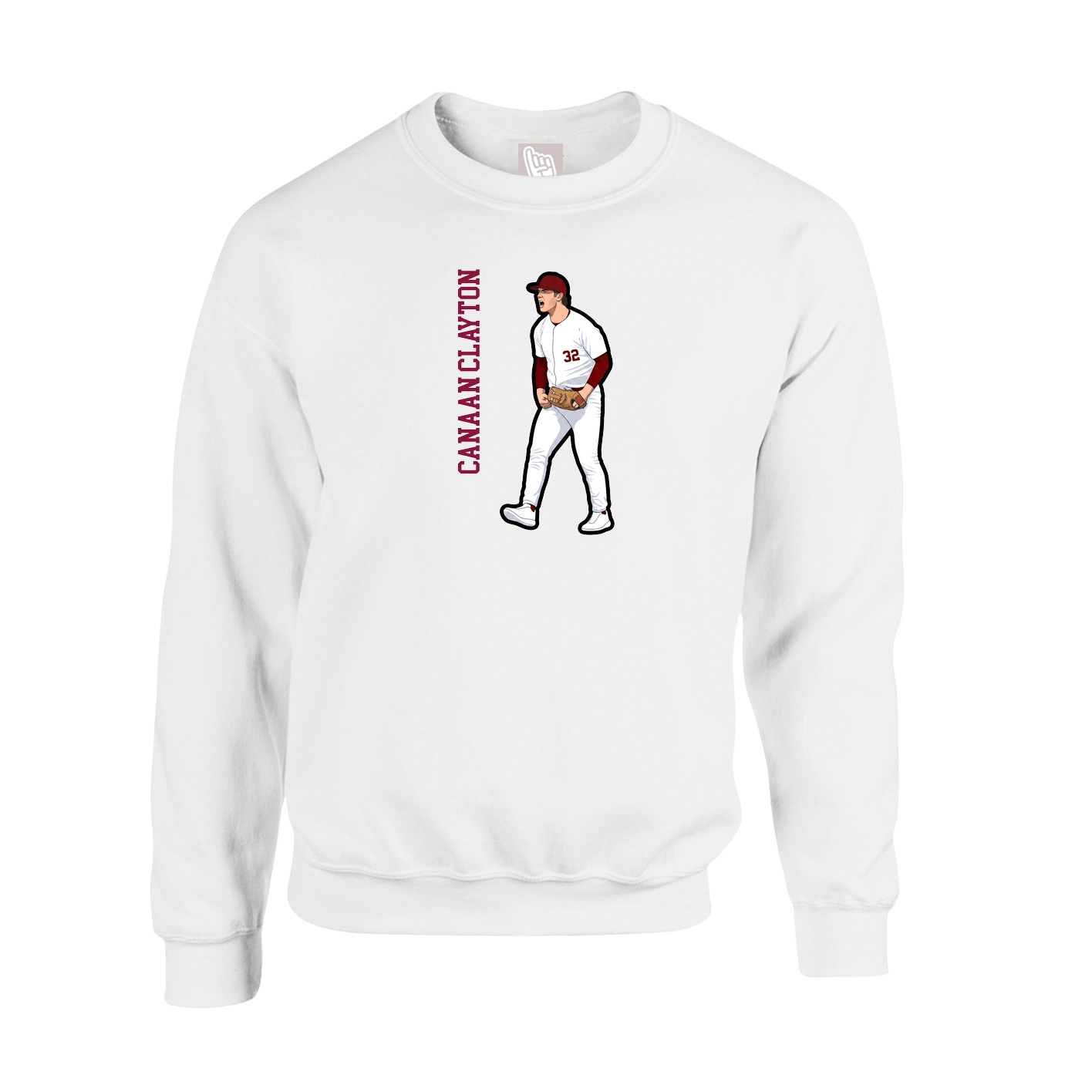Fleece Crew — Name Vertical in White
