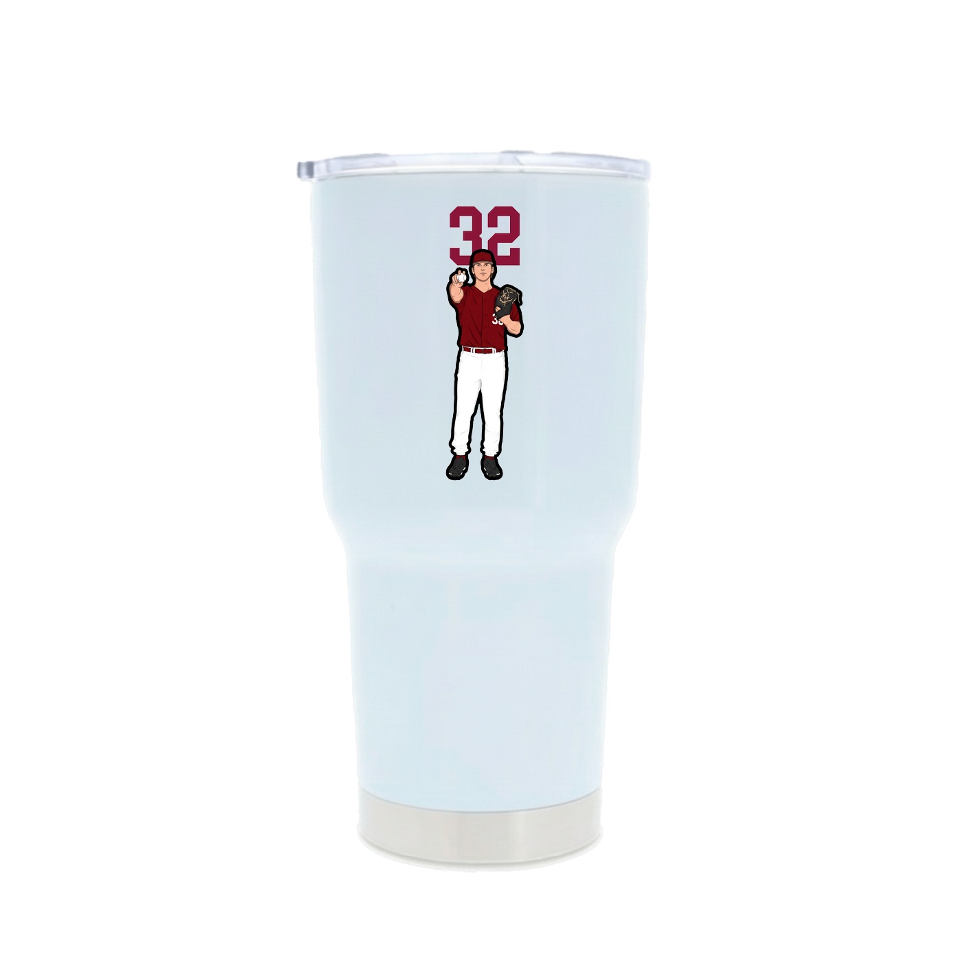 30oz Stainless Steel Tumbler — Number Top in White