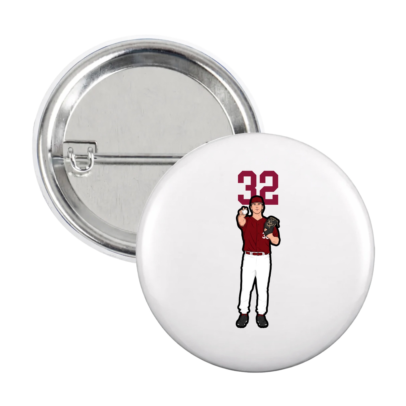 Game Day Button — Number Top in White