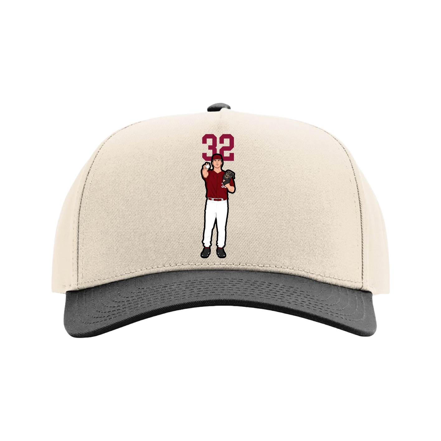 Full Fabric Five-Panel Champ Cap — Number Top in Cream/Black