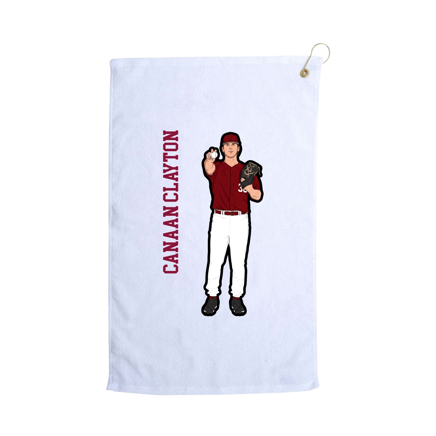 Golf Towel — Name Vertical in White