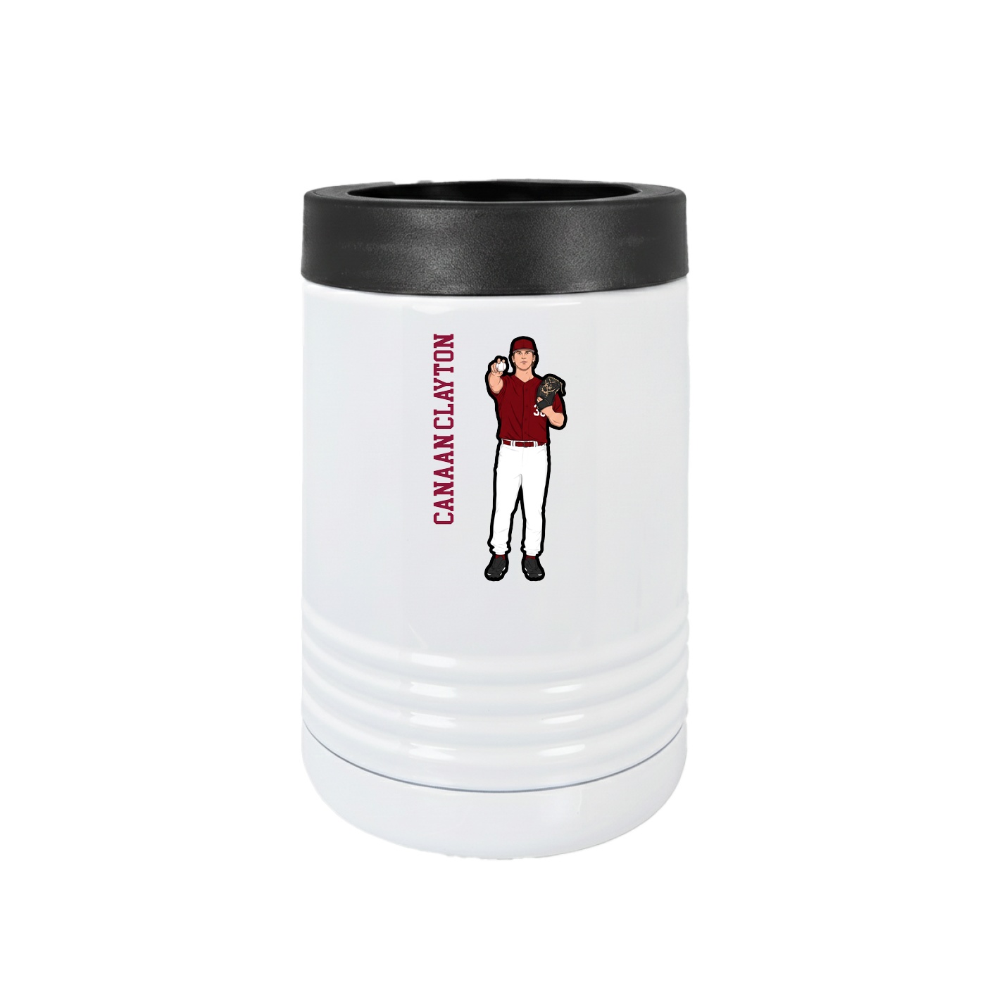Beverage Holder — Name Vertical in White