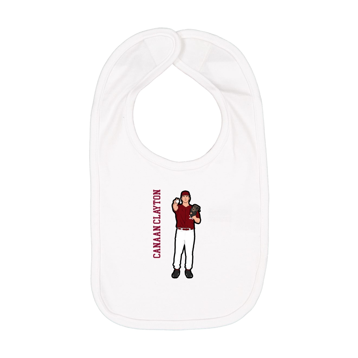 Infant Bib — Name Vertical in White