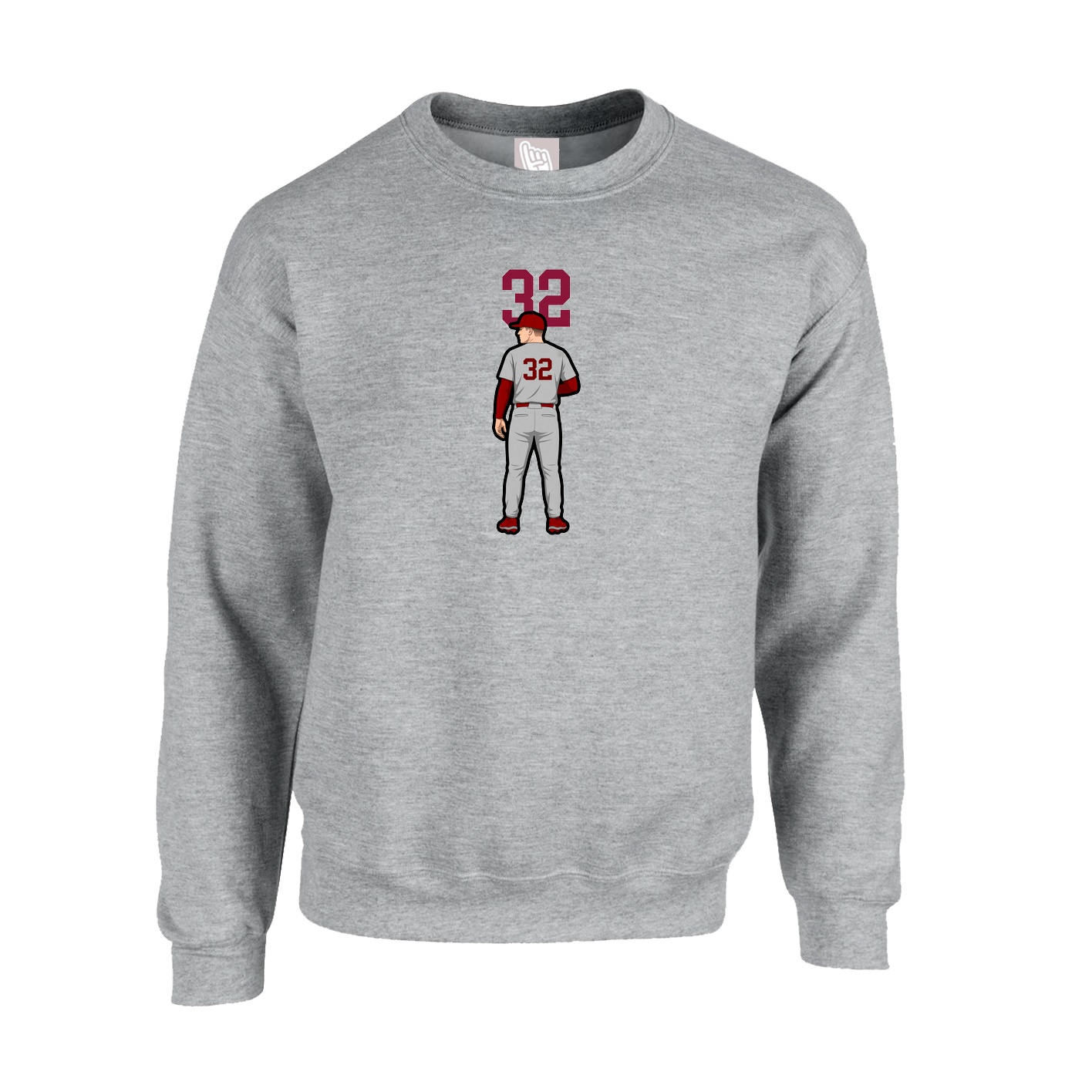 Fleece Crew — Number Top in Grey