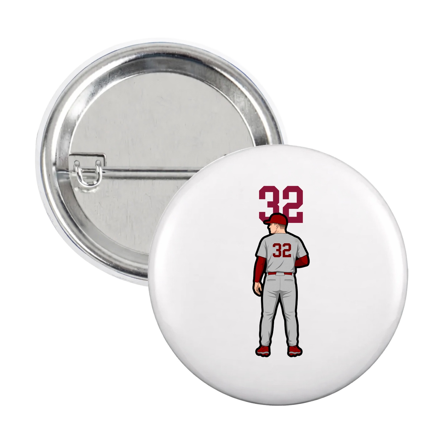 Game Day Button — Number Top in White