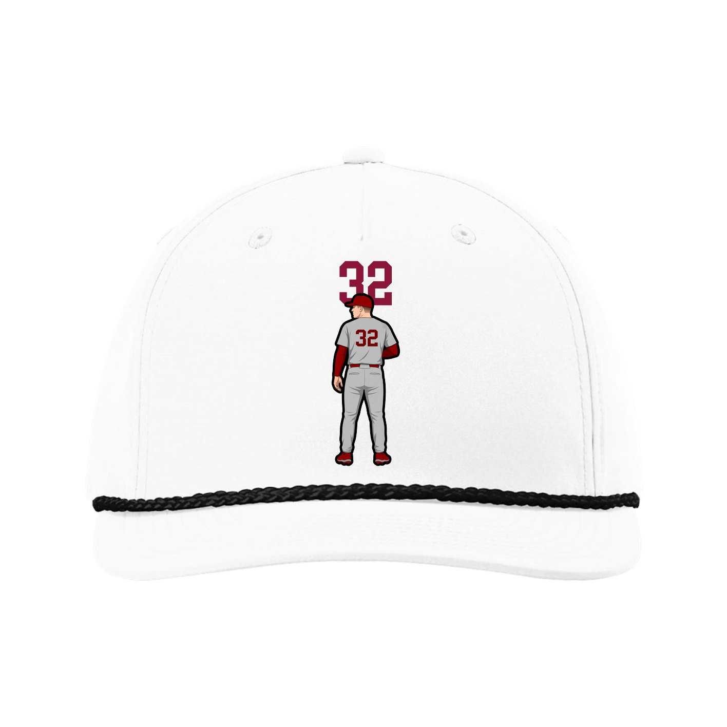 Five-Panel Classic Rope Cap — Number Top in White