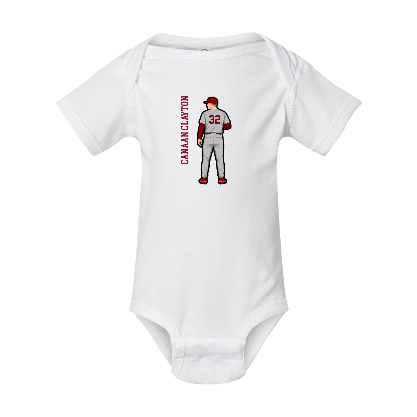 Baby Onesie — Name Vertical in White