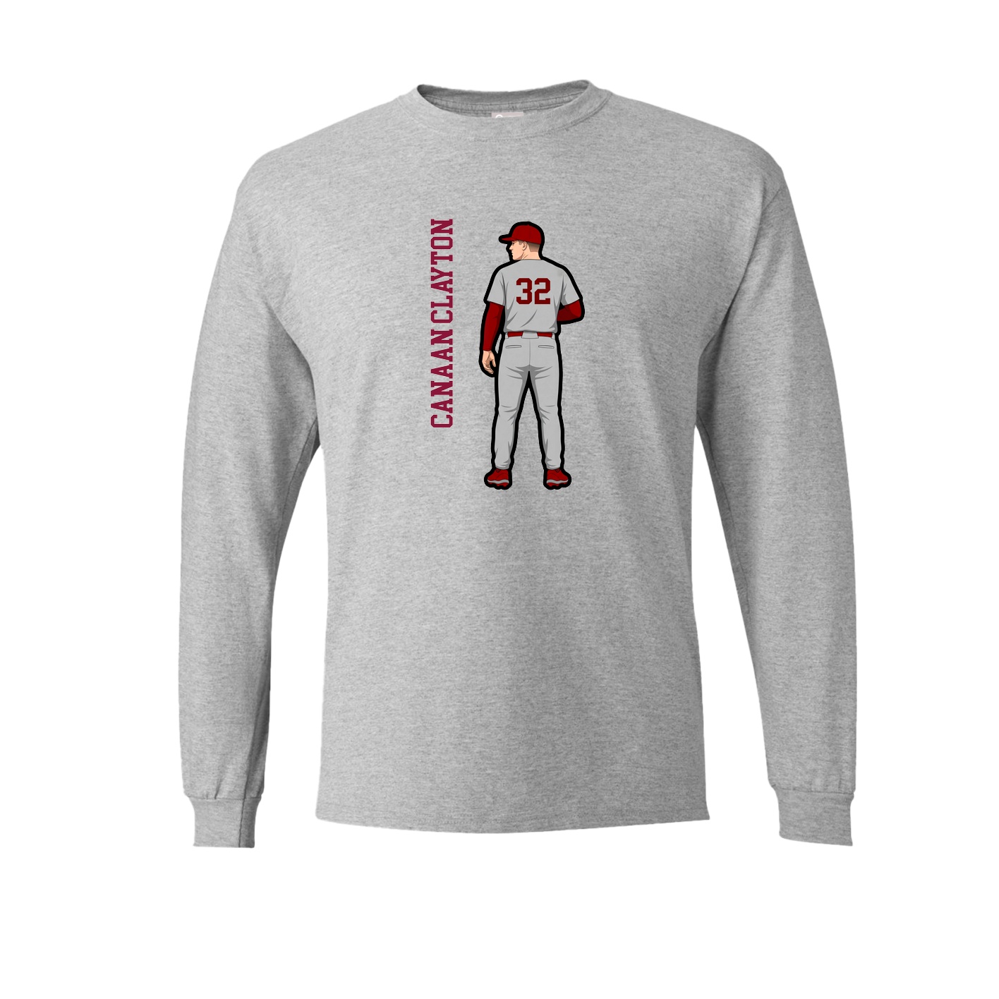 Long Sleeve Tee — Name Vertical in Grey