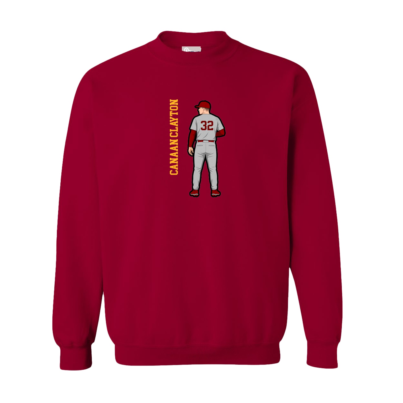 Fleece Crew — Name Vertical in Cardinal