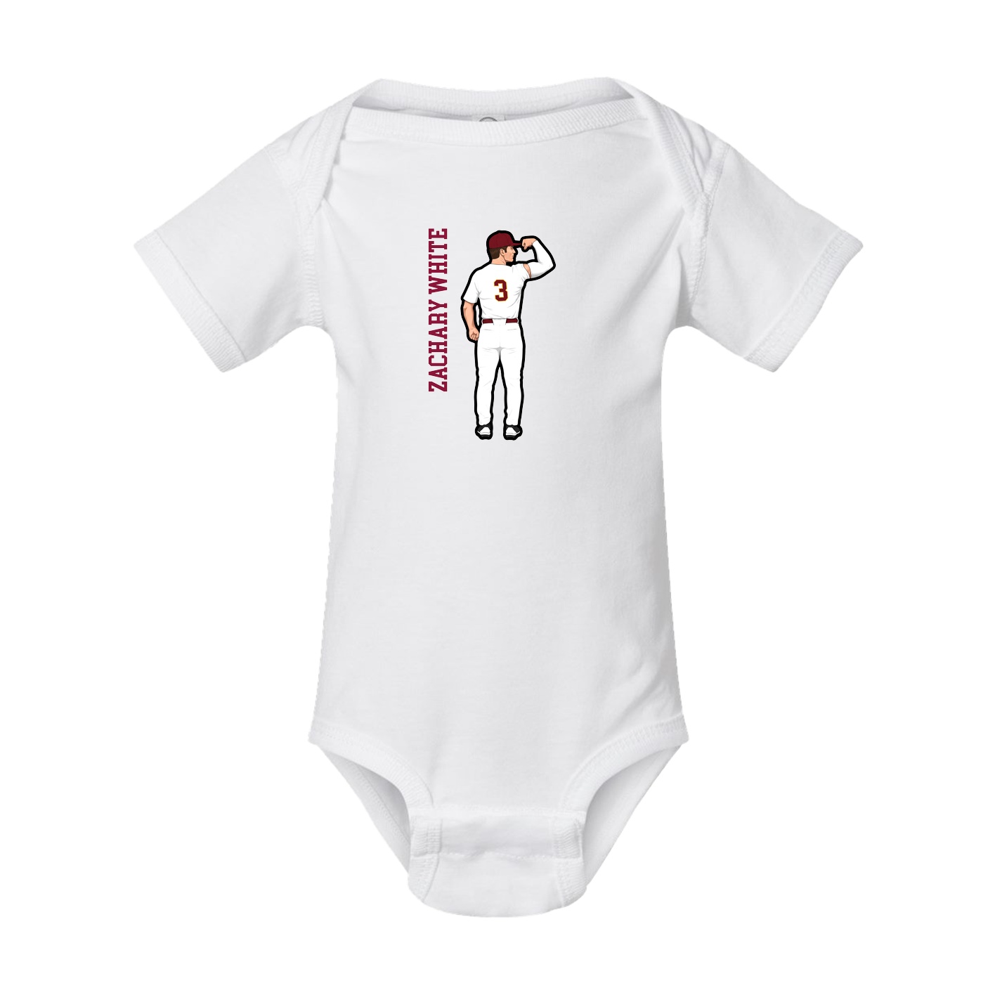 Baby Onesie — Name Vertical in White