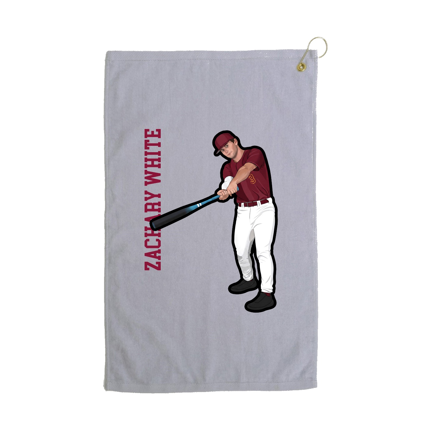 Golf Towel — Name Vertical in Grey