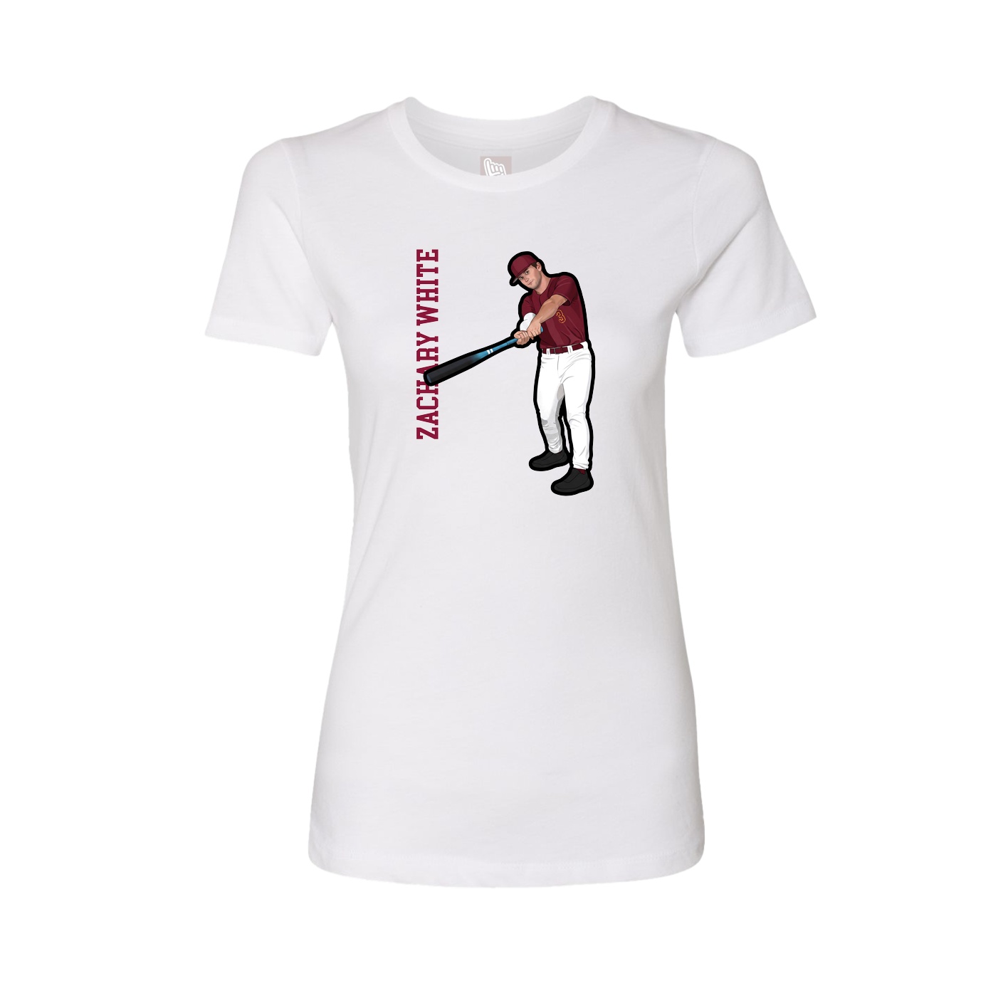 Fitted Women's Tee — Name Vertical in White