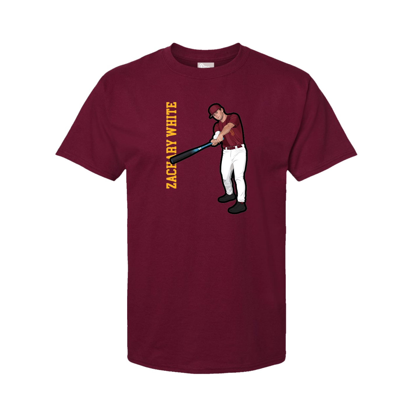 Youth Tee — Name Vertical in Cardinal
