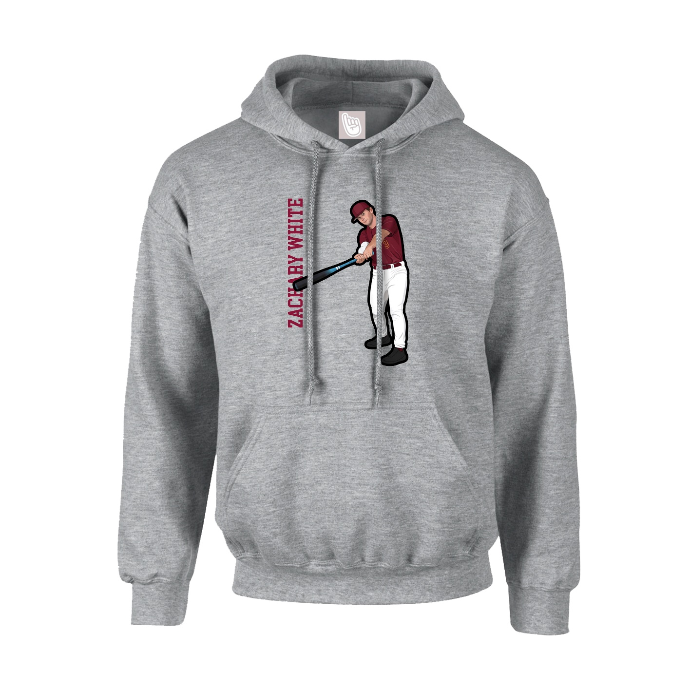 Hoodie — Name Vertical in Grey