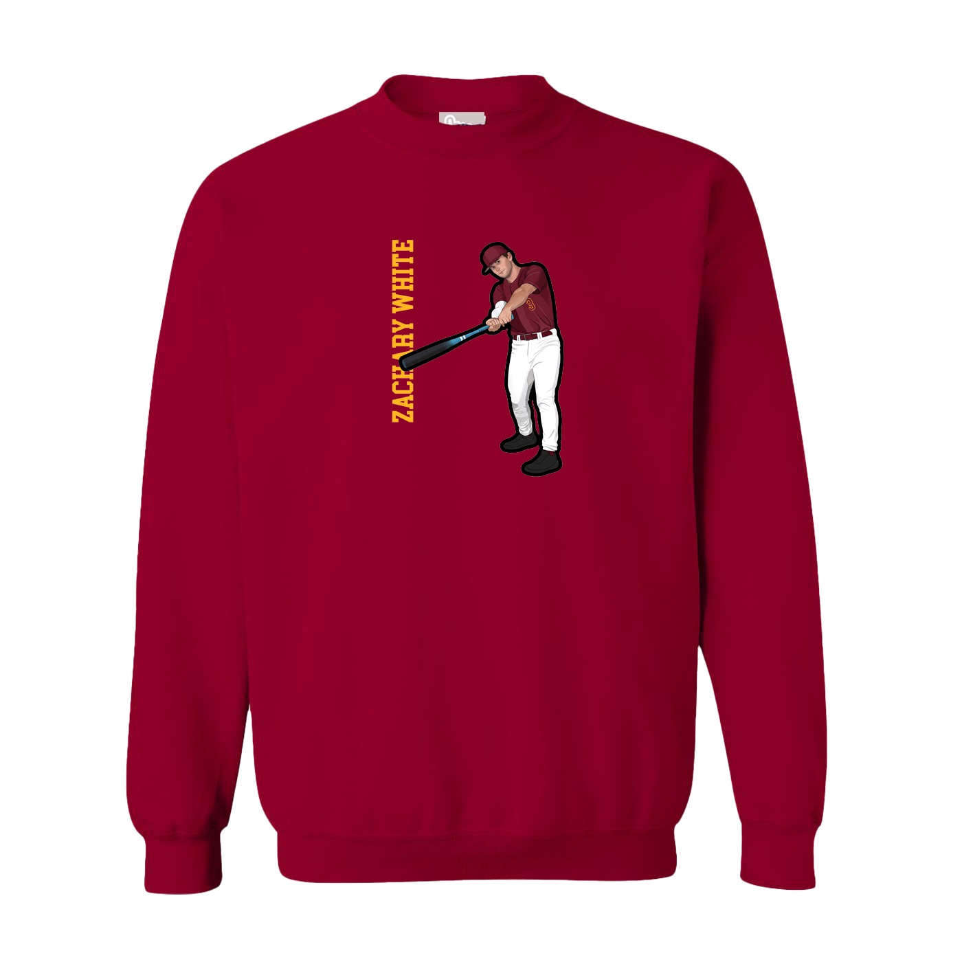 Fleece Crew — Name Vertical in Cardinal