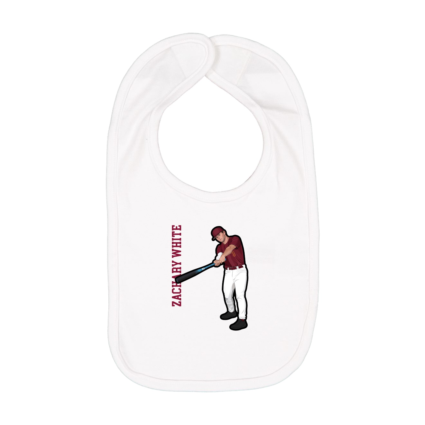 Infant Bib — Name Vertical in White