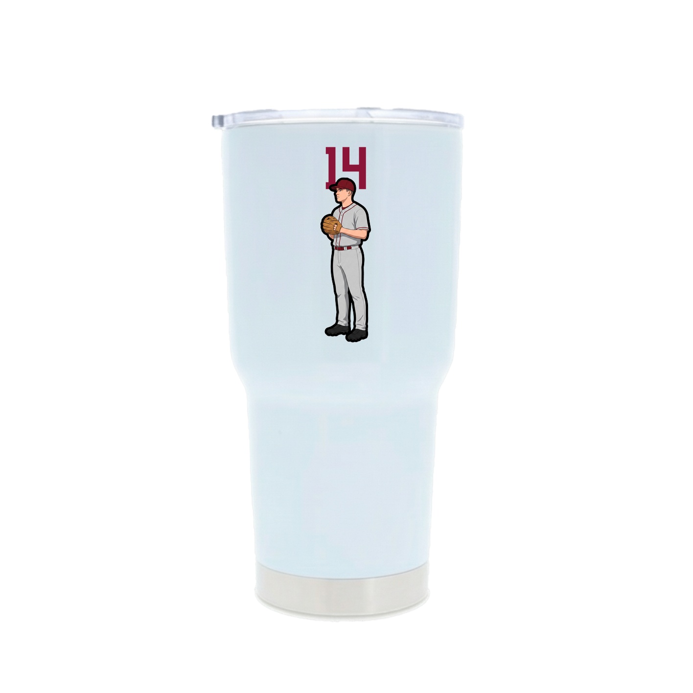 30oz Stainless Steel Tumbler — Number Top in White