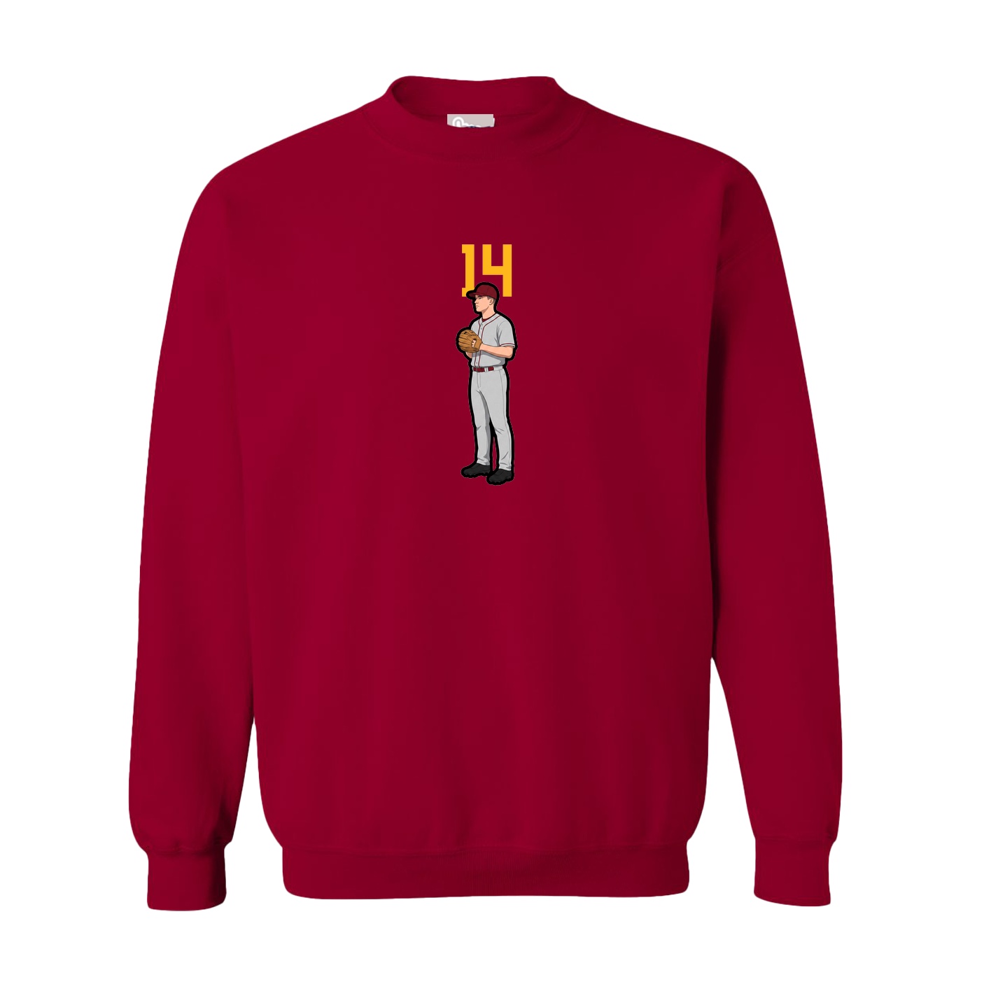 Fleece Crew — Number Top in Cardinal