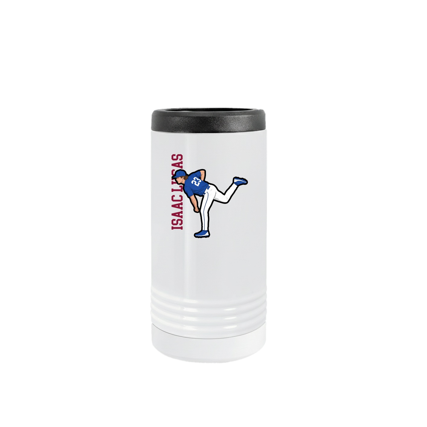 Slim Beverage Holder — Name Vertical in White