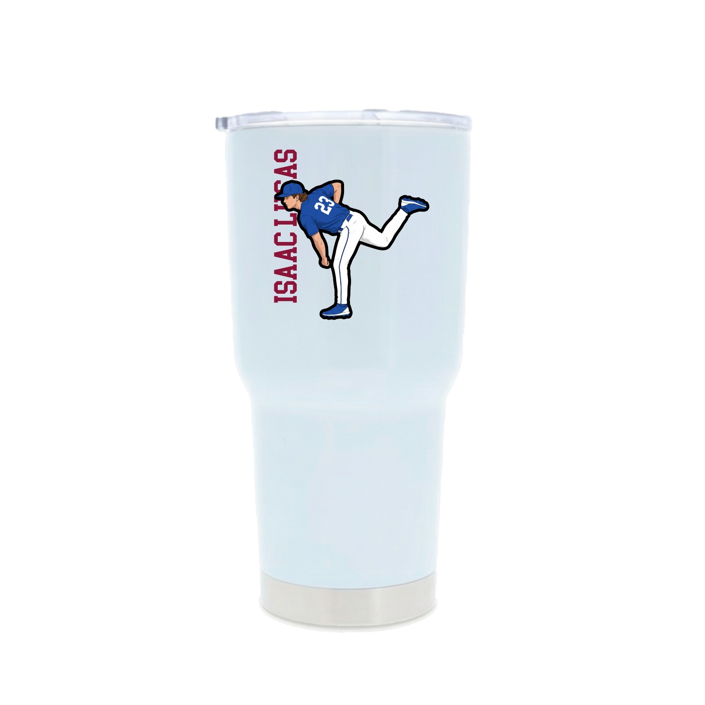 30oz Stainless Steel Tumbler — Name Vertical in White