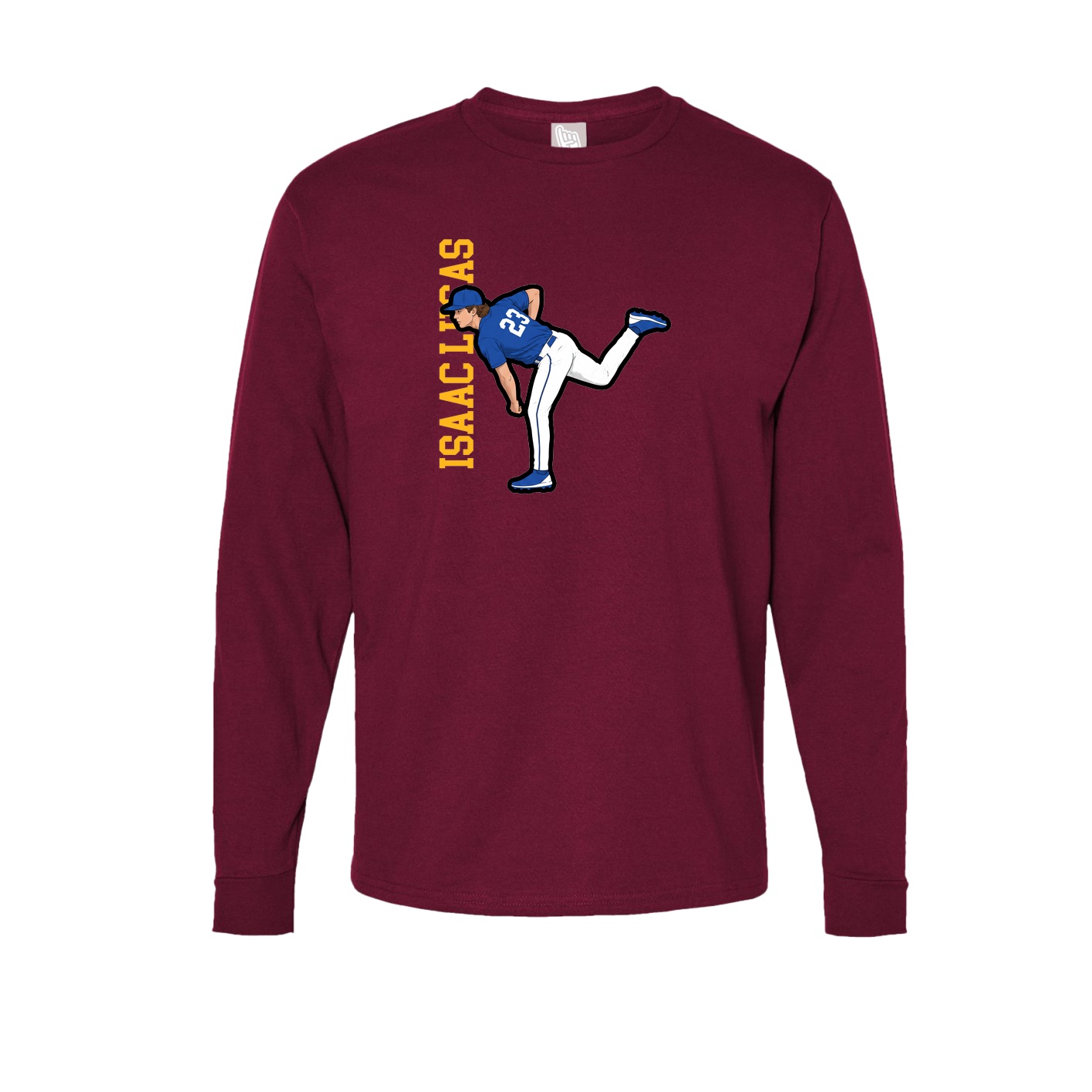 Long Sleeve Tee — Name Vertical in Cardinal