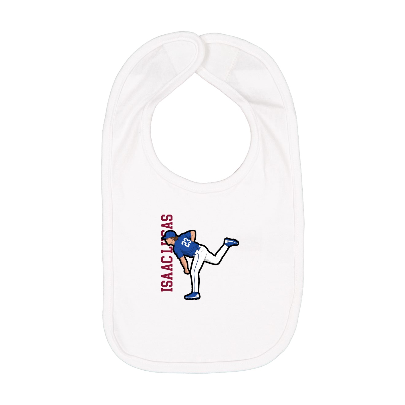 Infant Bib — Name Vertical in White