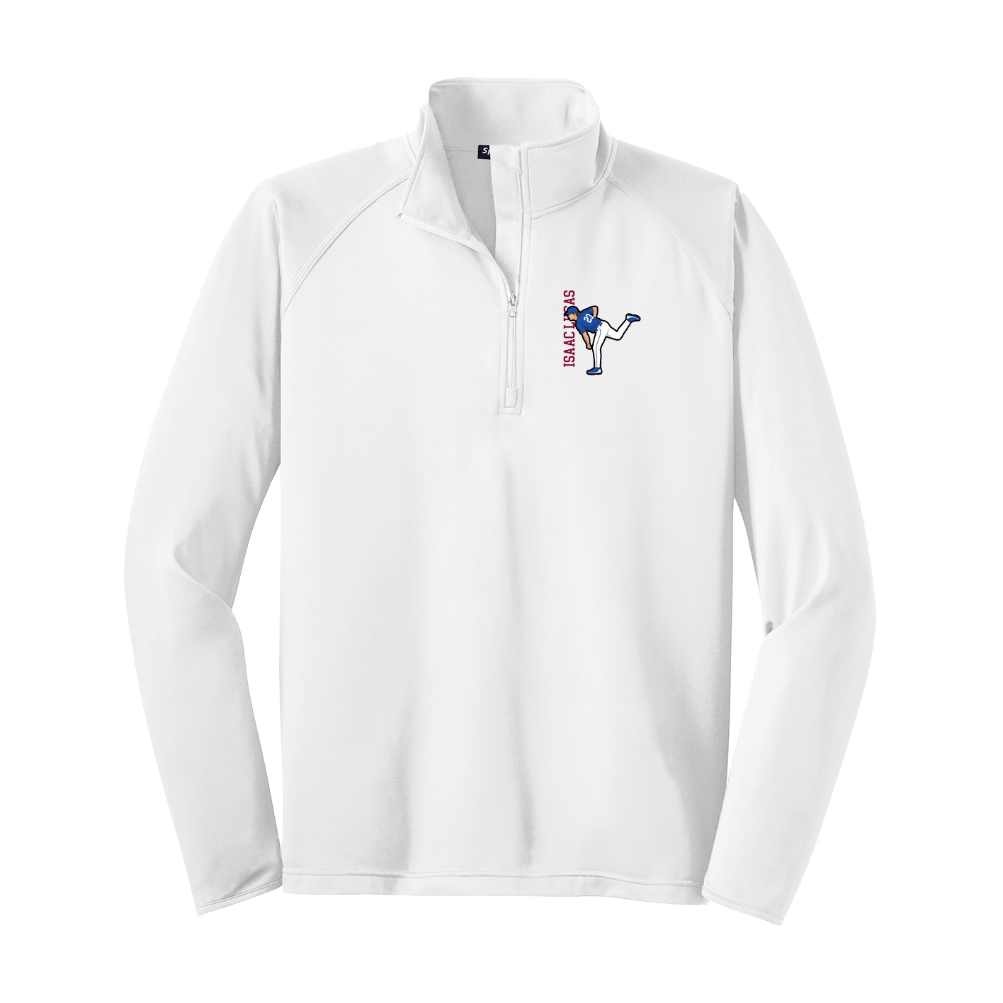 Q-Zip Pullover — Name Vertical in White