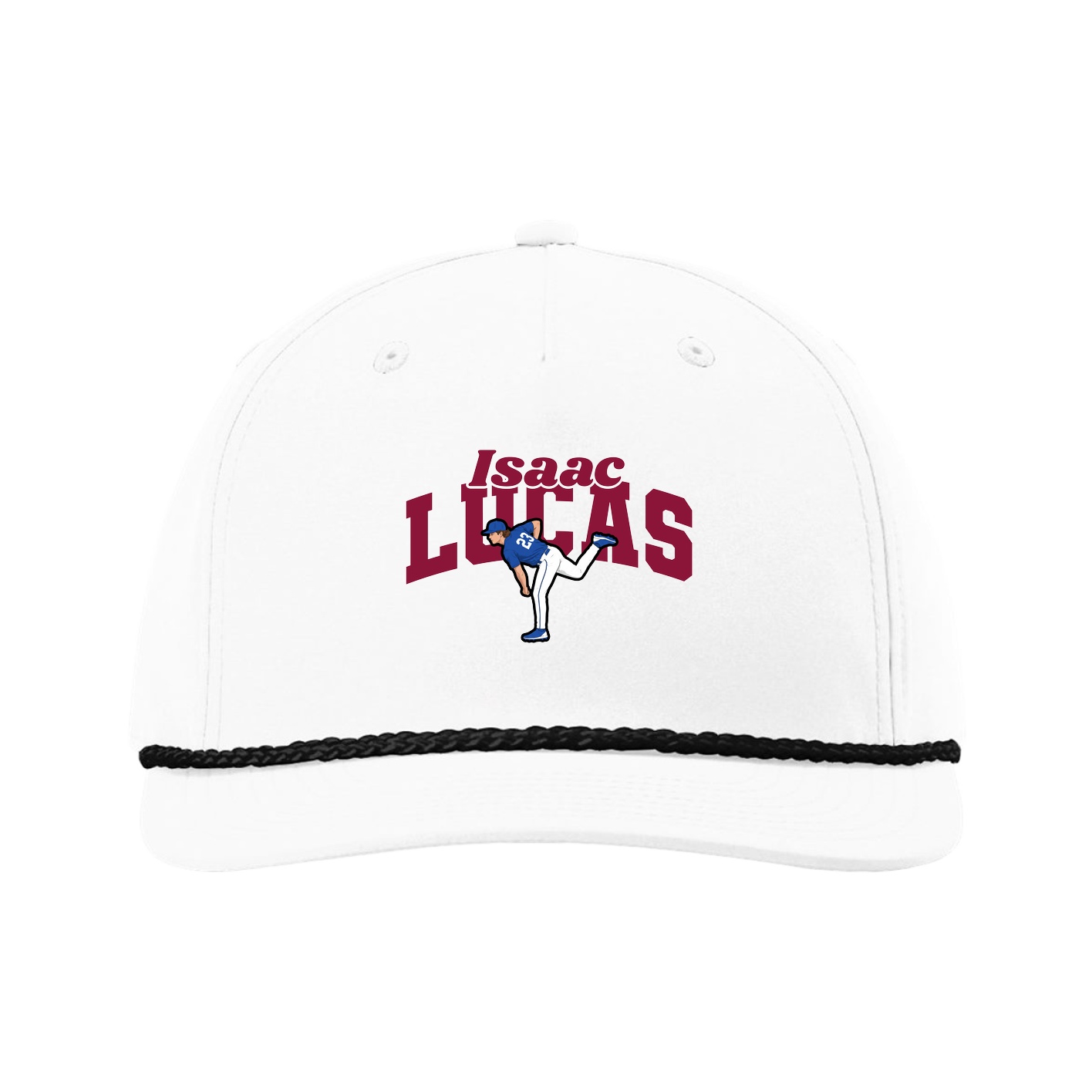 Five-Panel Classic Rope Cap — Signature Arch in White