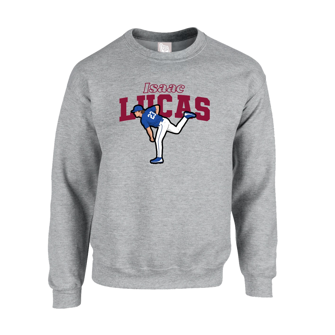 Fleece Crew — Name Arch in Grey