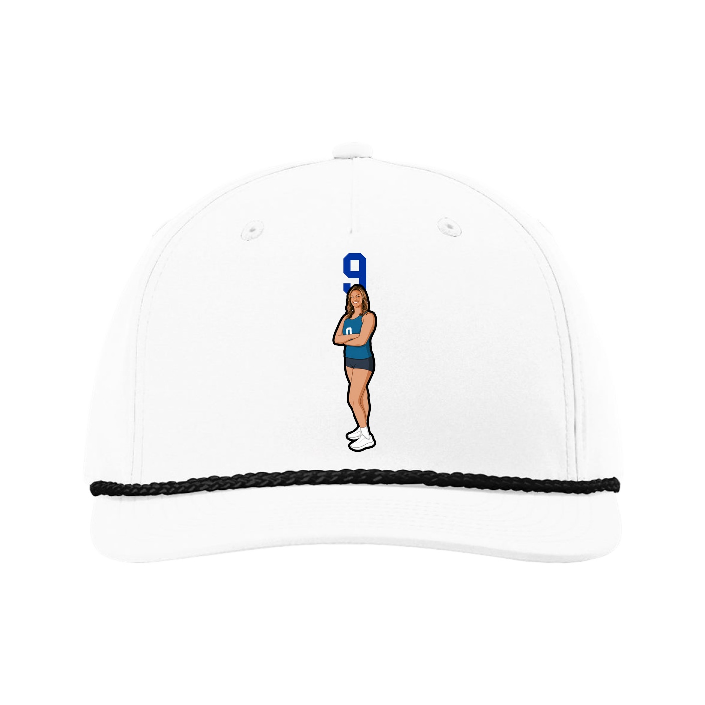 Five-Panel Classic Rope Cap — Number Top in White