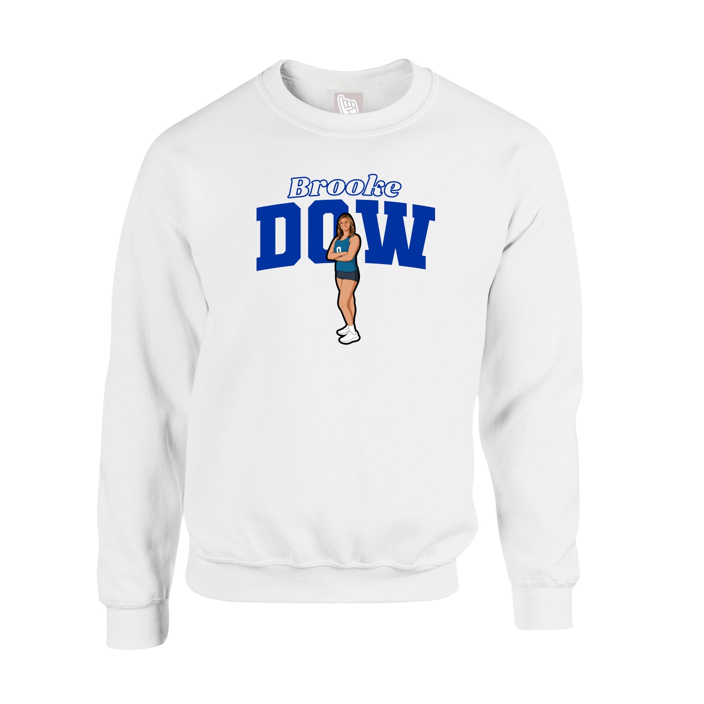 Fleece Crew — Name Arch in White