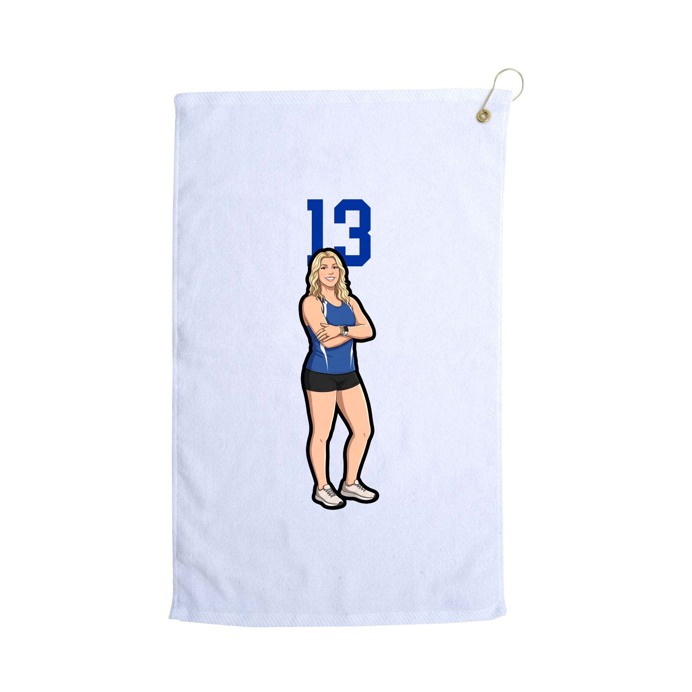Golf Towel — Number Top in White