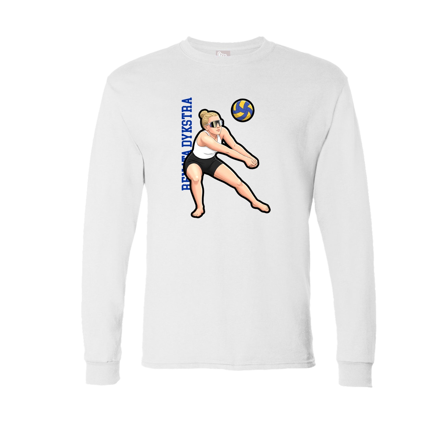 Long Sleeve Tee — Name Vertical in White