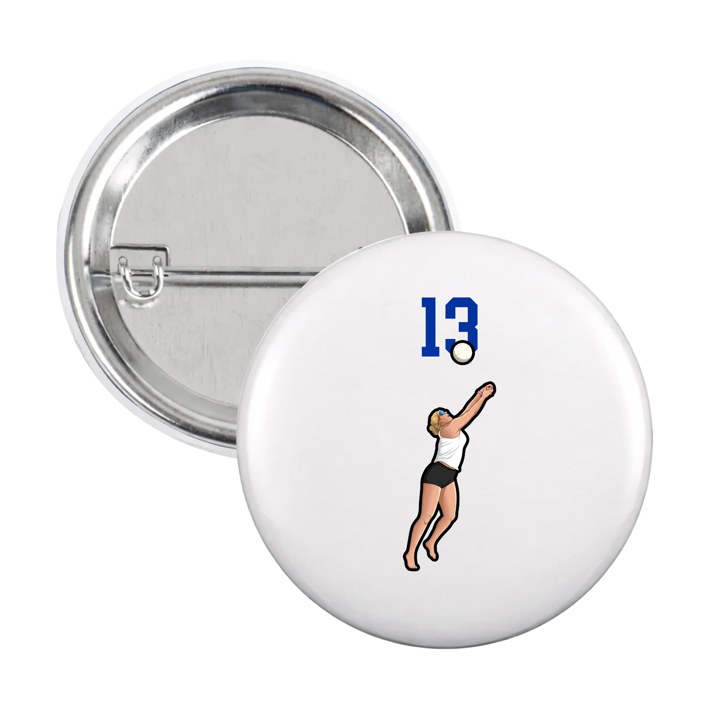 Game Day Button — Number Top in White